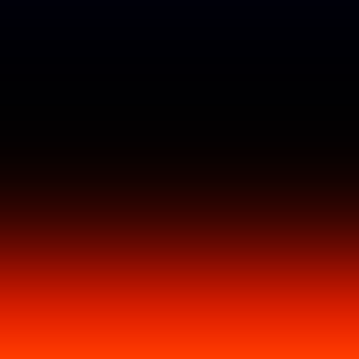 The same gradient after the AgX LUT, blues crushed toward black and oranges pushed to a fiery red