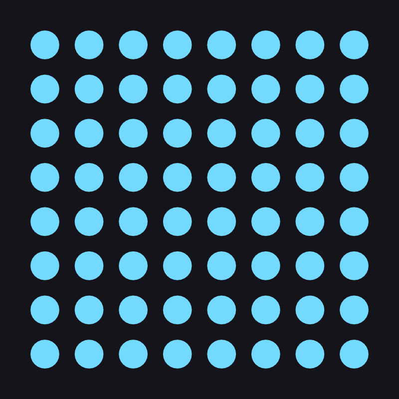 The grid of circles in light blue, the first cue